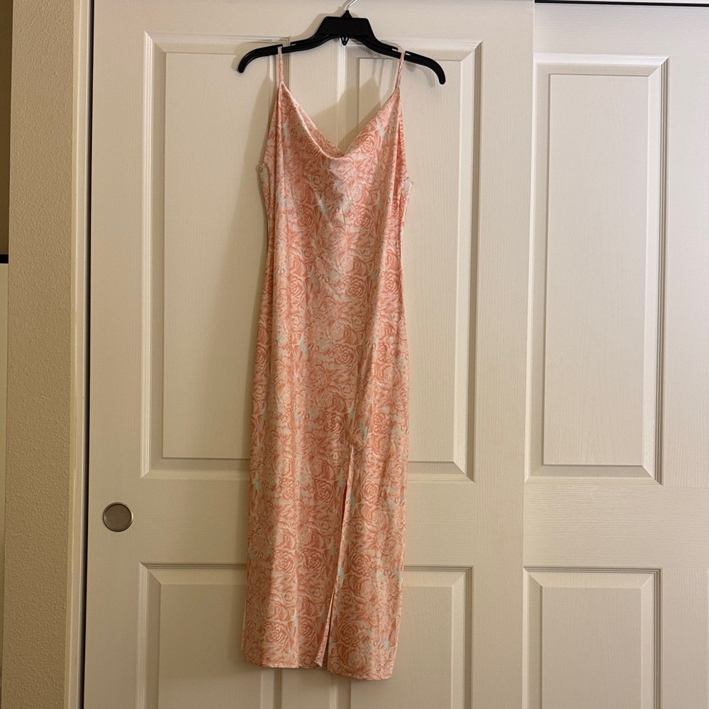 Elegant Peach Floral Dress